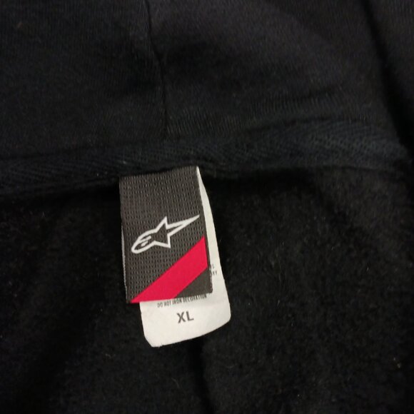 Alpine Stars Mens XL Hoodie Black Hooded Drawstring Full Zip Graphic Jacket - Picture 4 of 6